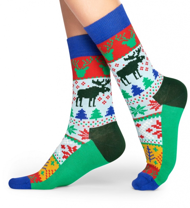 Happy Socks Fair Isle Socken Unisex Grün | Schweiz 80965KYTI