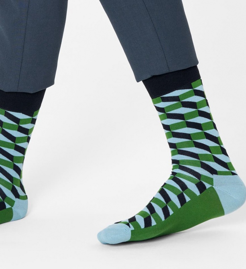 Happy Socks Filled Optic Socken Unisex Grün | Schweiz 38965ZRWQ