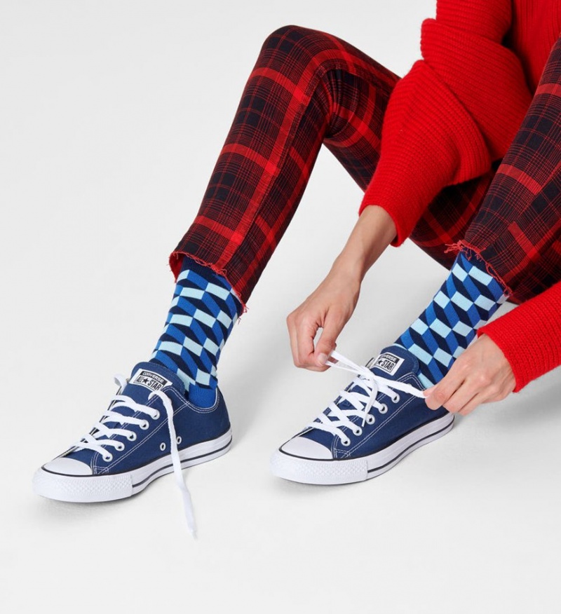 Happy Socks Filled Optic Socken Unisex Navy | Schweiz 68507BJHV