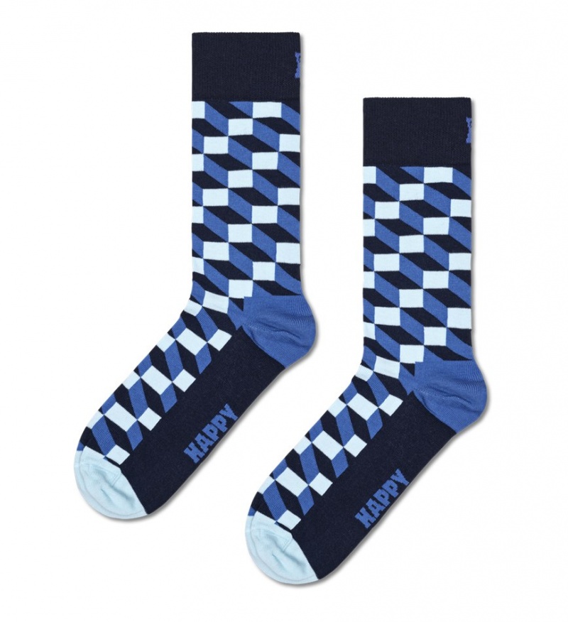 Happy Socks Filled Optic Socken Unisex Navy | Schweiz 21390EAJI