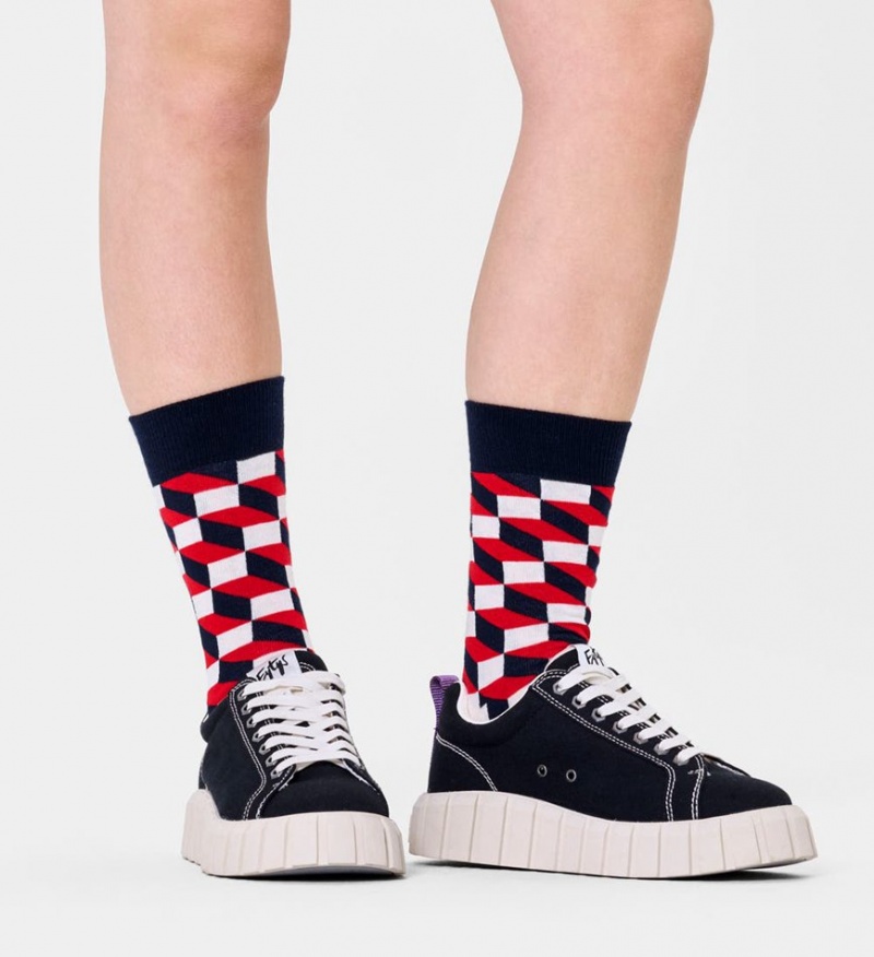 Happy Socks Filled Optic Socken Unisex Navy | Schweiz 05219UGFS