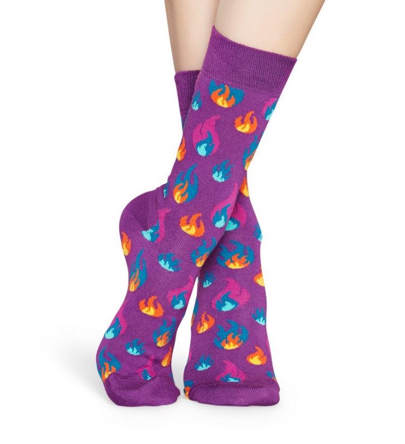 Happy Socks Flames Socken Unisex Dunkellila | Schweiz 76301JRNX