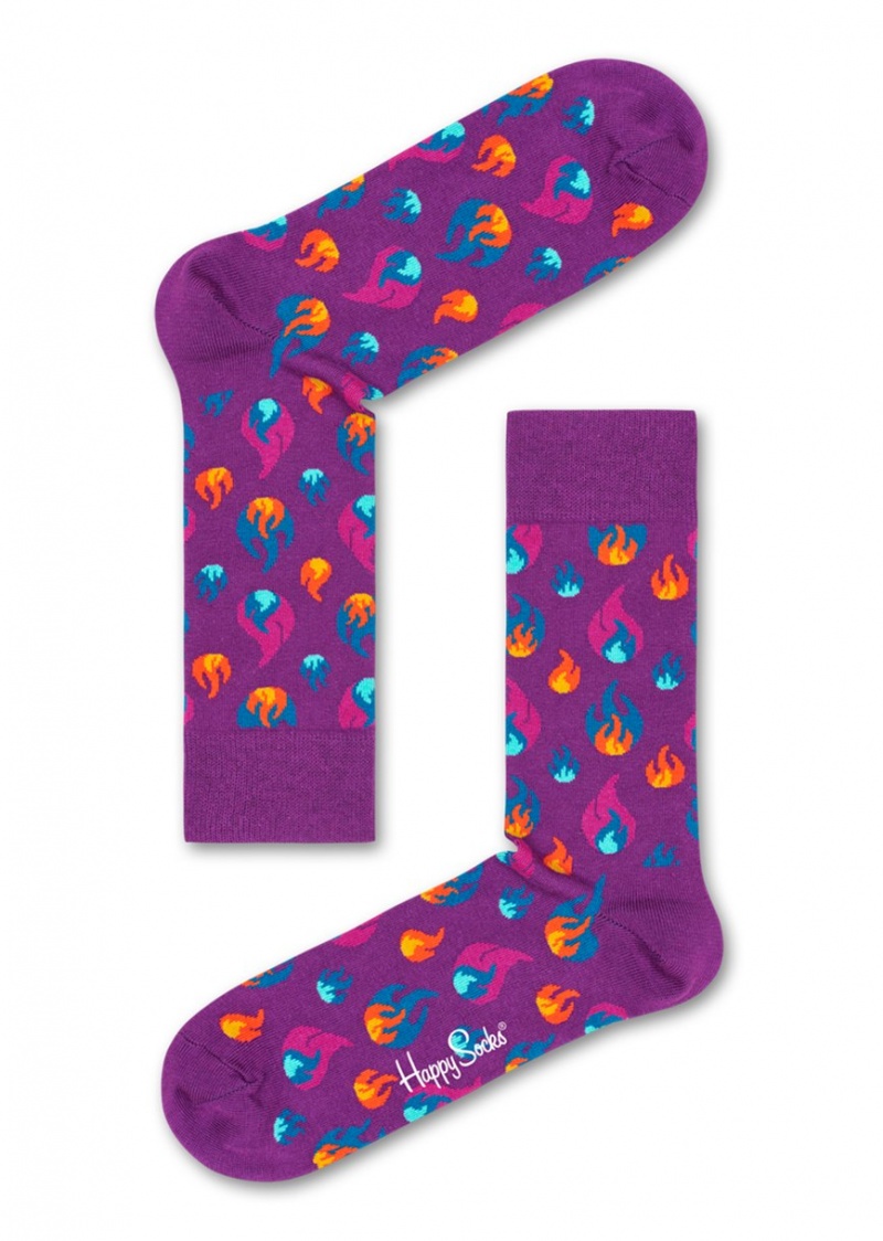 Happy Socks Flames Socken Unisex Dunkellila | Schweiz 76301JRNX