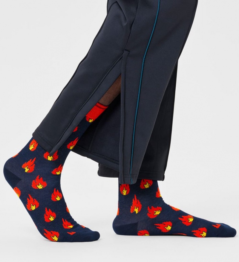 Happy Socks Flames Socken Unisex Navy | Schweiz 36048UWXD