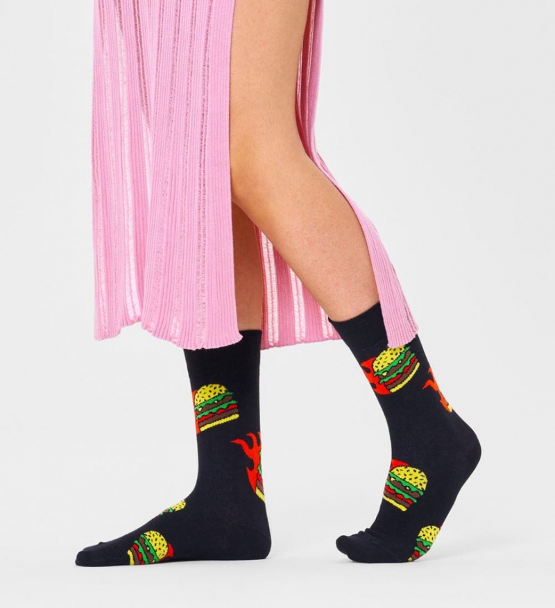 Happy Socks Flaming Burger Socken Unisex Schwarz | Schweiz 62395STUL