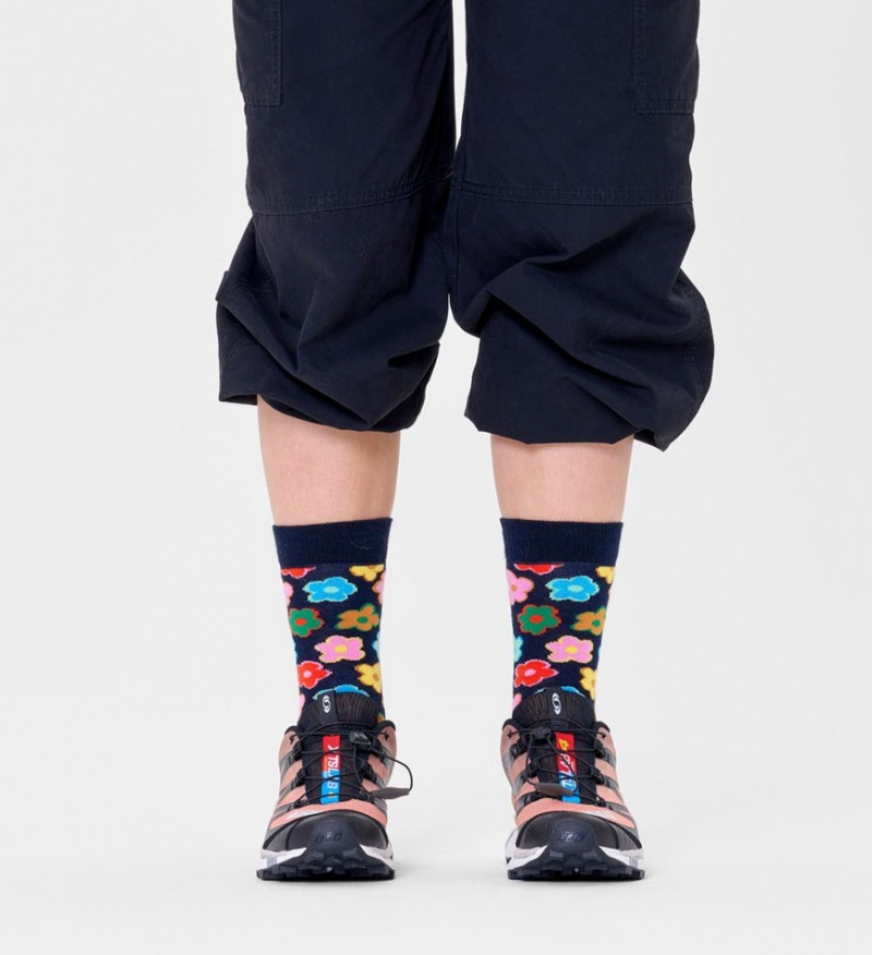 Happy Socks Flower Socken Unisex Navy | Schweiz 01285YGXH