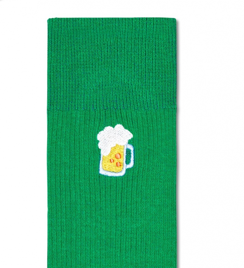 Happy Socks Gerippt Embroidery Beer Socken Unisex Grün | Schweiz 59821IETK