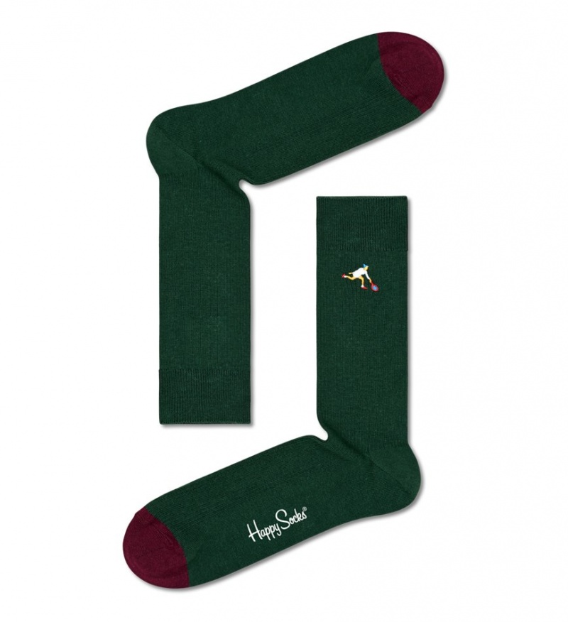 Happy Socks Gerippt Embroidery Game Set Sock Gift Set Unisex Dunkelgrün | Schweiz 05167ANQK