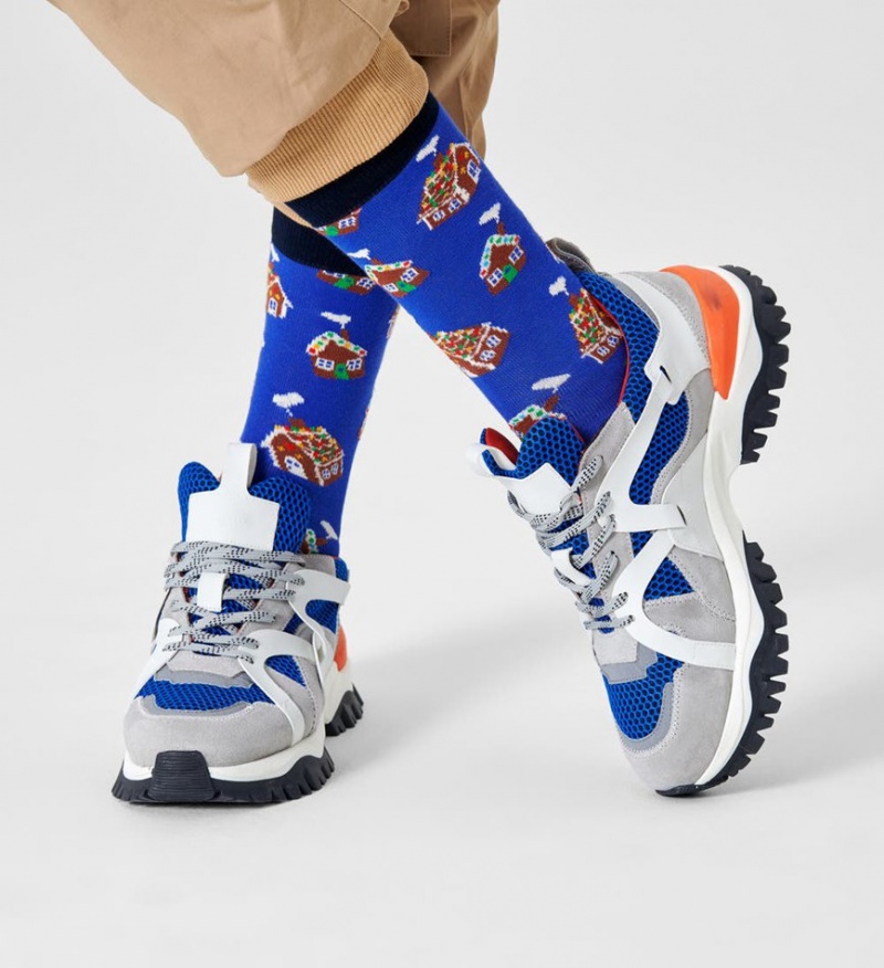 Happy Socks Gingerbread House Socken Unisex Blau | Schweiz 49053BHQW