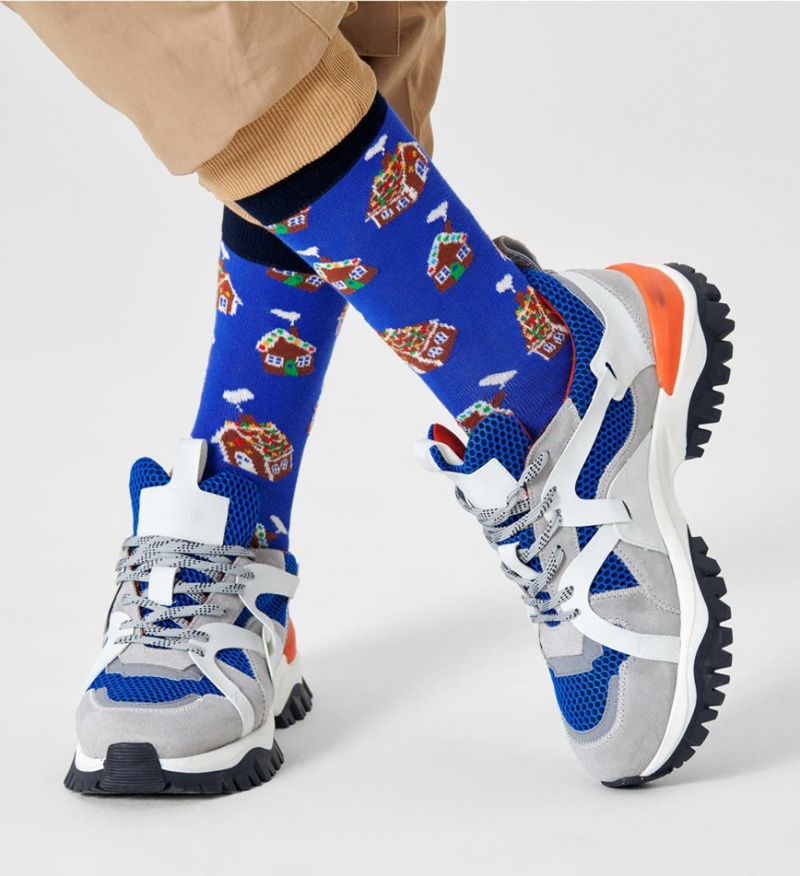 Happy Socks Gingerbread House Socken Unisex Blau | Schweiz 49053BHQW