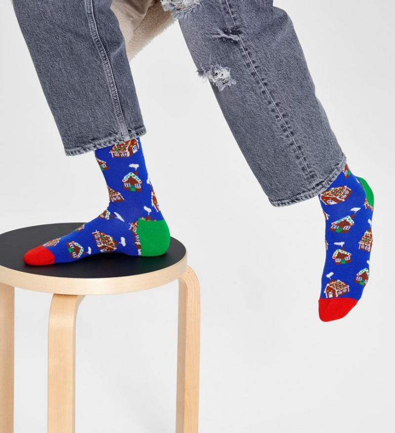 Happy Socks Gingerbread House Socken Unisex Blau | Schweiz 49053BHQW