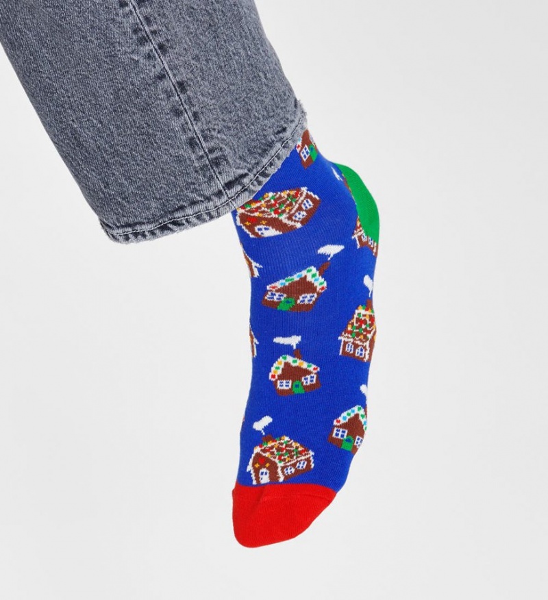 Happy Socks Gingerbread House Socken Unisex Blau | Schweiz 49053BHQW