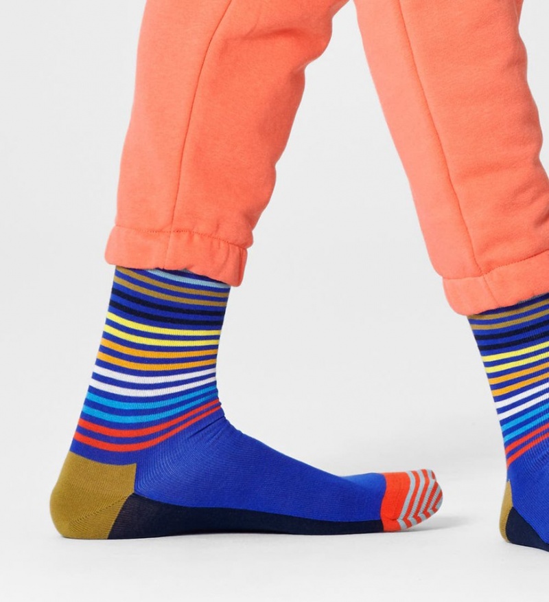 Happy Socks Half Stripe Socken Unisex Blau | Schweiz 86435OEHU