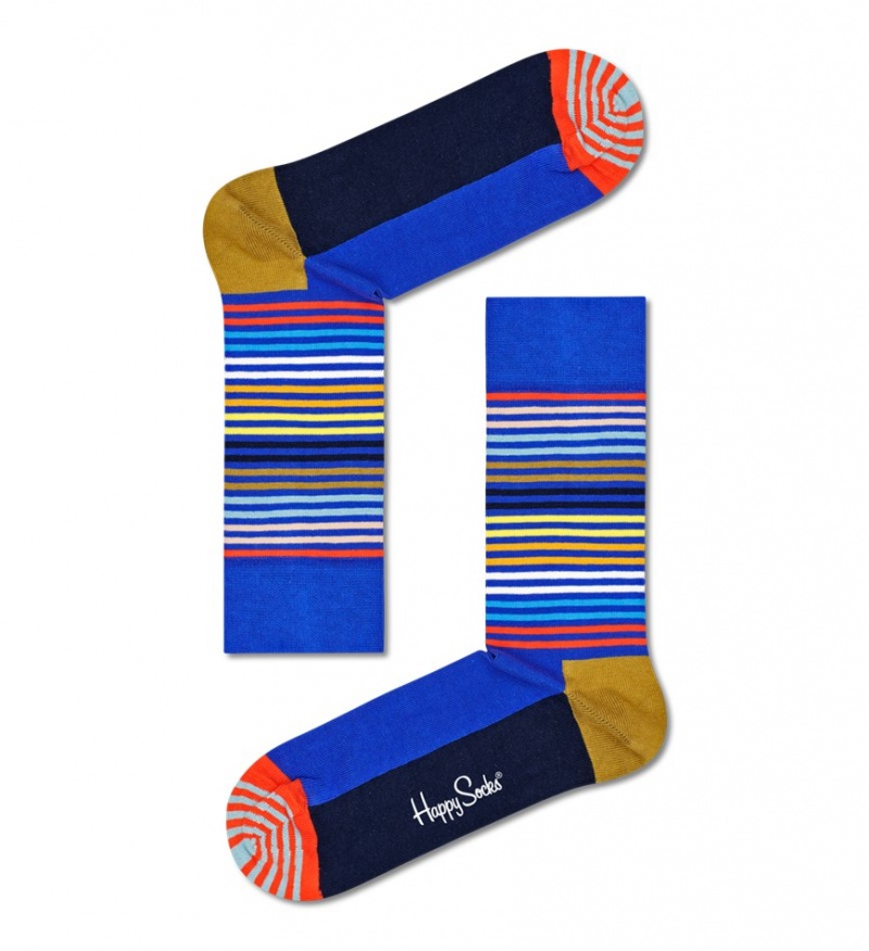 Happy Socks Half Stripe Socken Unisex Blau | Schweiz 86435OEHU