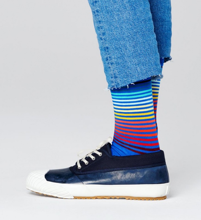 Happy Socks Half Stripe Socken Unisex Blau | Schweiz 85137SWLI