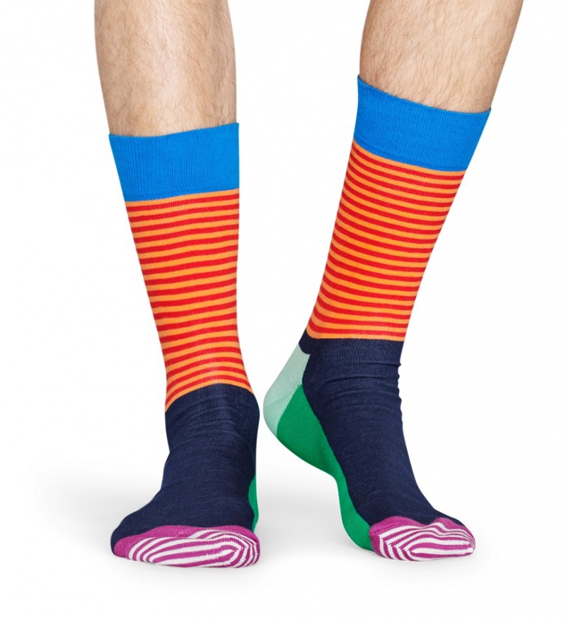 Happy Socks Half Stripe Socken Unisex Dunkellila | Schweiz 31567BCVO