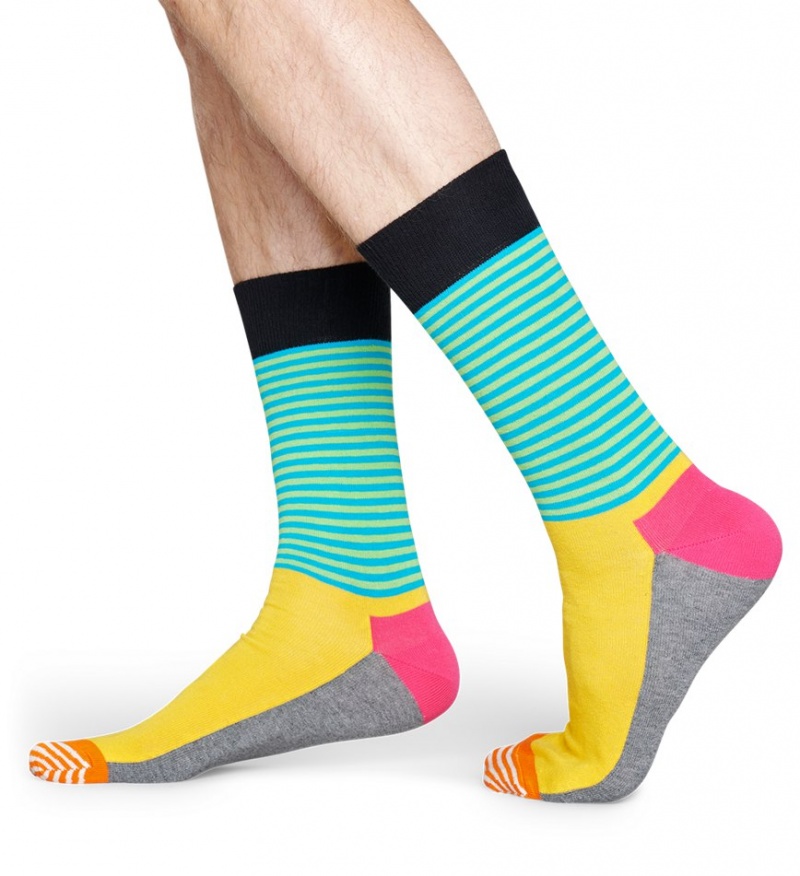 Happy Socks Half Stripe Socken Unisex Gelb | Schweiz 12794PDYX