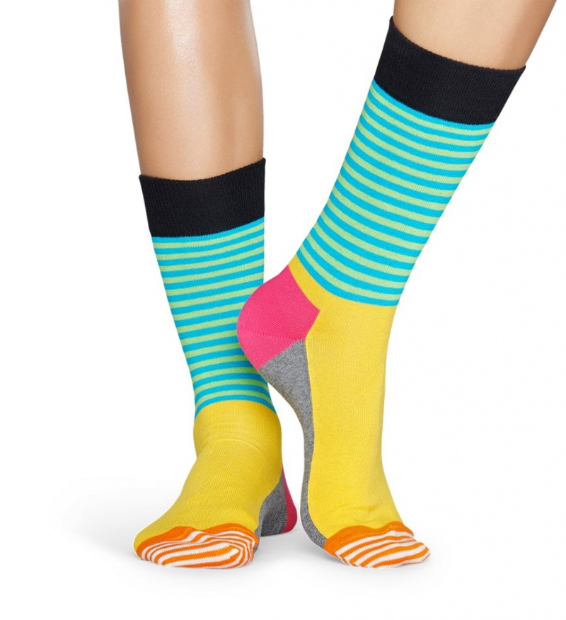 Happy Socks Half Stripe Socken Unisex Gelb | Schweiz 12794PDYX