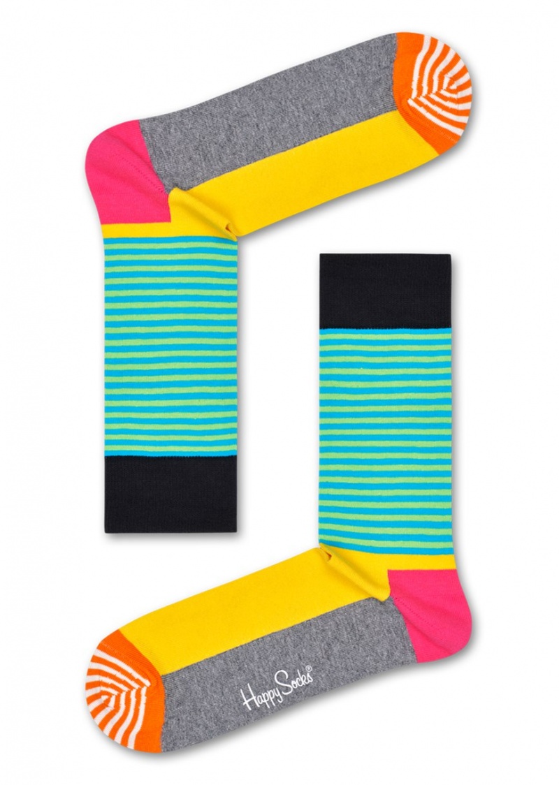 Happy Socks Half Stripe Socken Unisex Gelb | Schweiz 12794PDYX