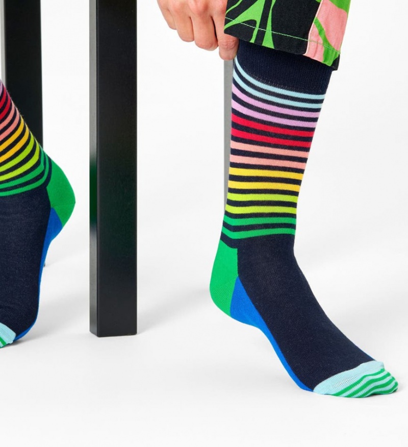 Happy Socks Half Stripe Socken Unisex Navy | Schweiz 58906XUMI