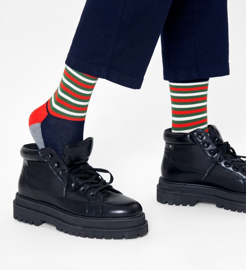 Happy Socks Half Stripe Socken Unisex Navy | Schweiz 45289AKWZ