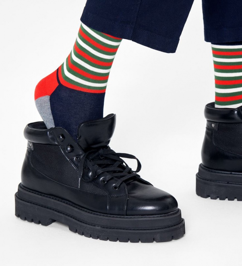 Happy Socks Half Stripe Socken Unisex Navy | Schweiz 45289AKWZ