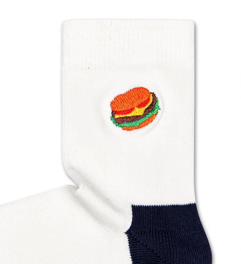 Happy Socks Hamburger Embroidery Socken Kinder Weiß | Schweiz 68457KNUS