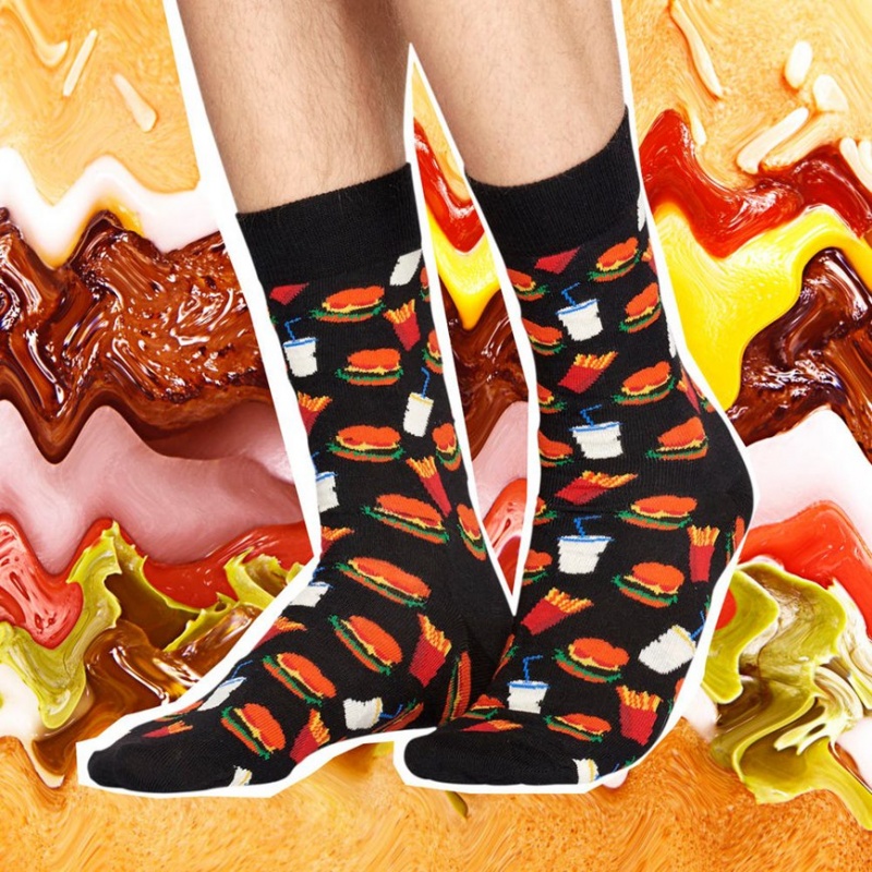 Happy Socks Hamburger Socken Unisex Schwarz | Schweiz 23167YQTH