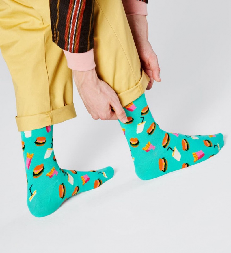 Happy Socks Hamburger Socken Unisex Türkis | Schweiz 69587KQWP