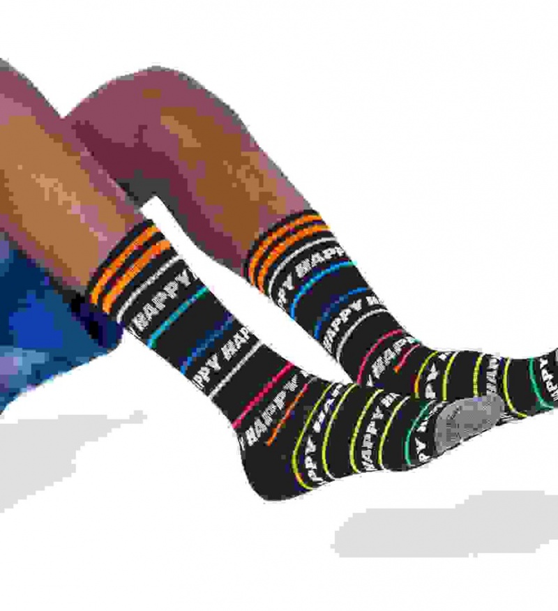 Happy Socks Happy Line Thin Crew Socken Unisex Schwarz | Schweiz 67184CPQO