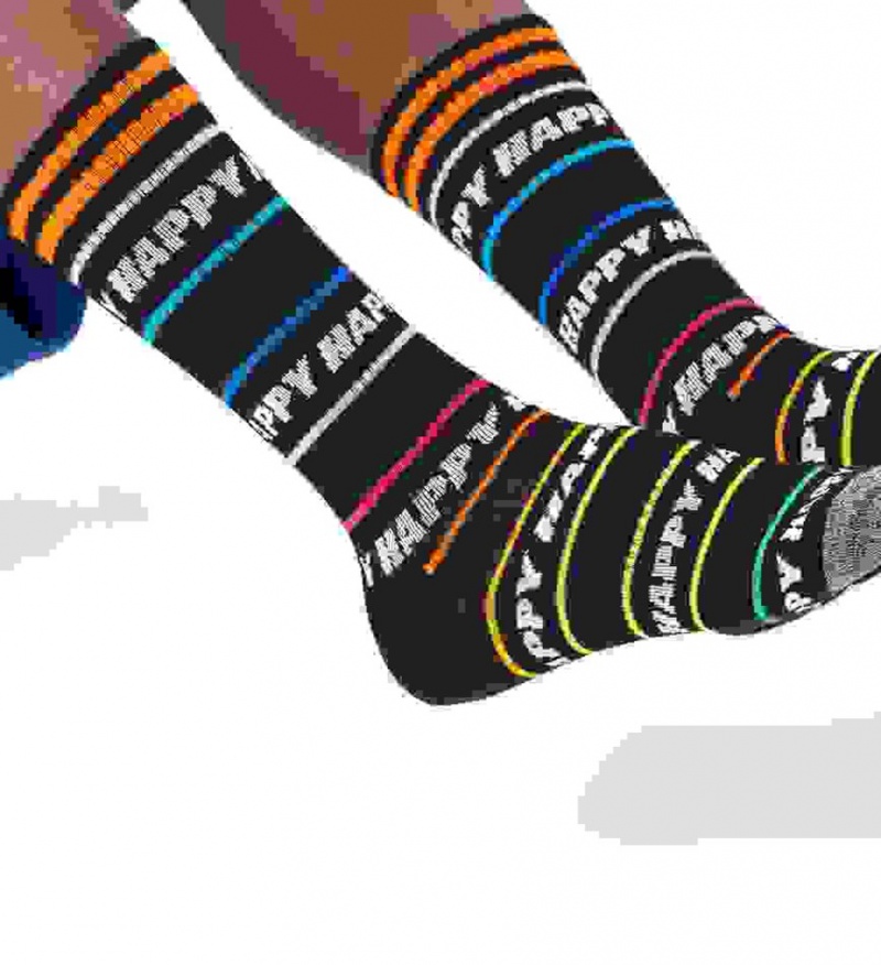 Happy Socks Happy Line Thin Crew Socken Unisex Schwarz | Schweiz 67184CPQO