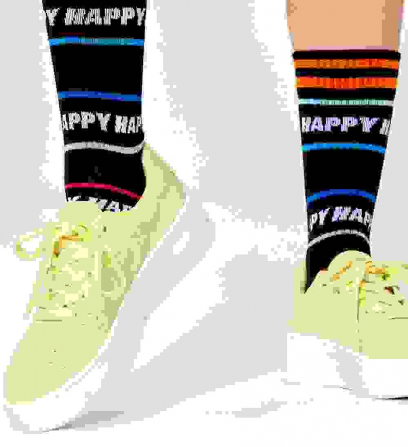 Happy Socks Happy Line Thin Crew Socken Unisex Schwarz | Schweiz 67184CPQO