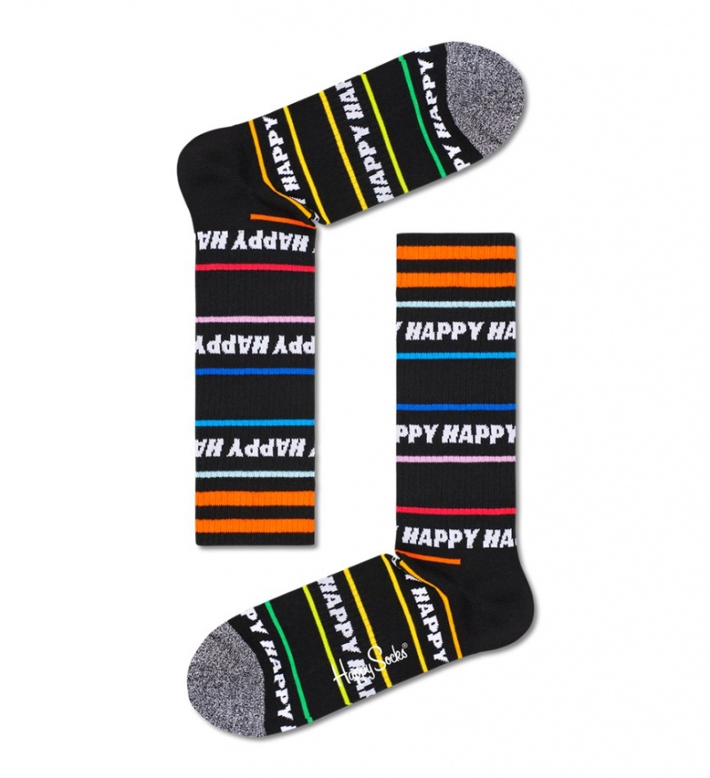 Happy Socks Happy Line Thin Crew Socken Unisex Schwarz | Schweiz 67184CPQO