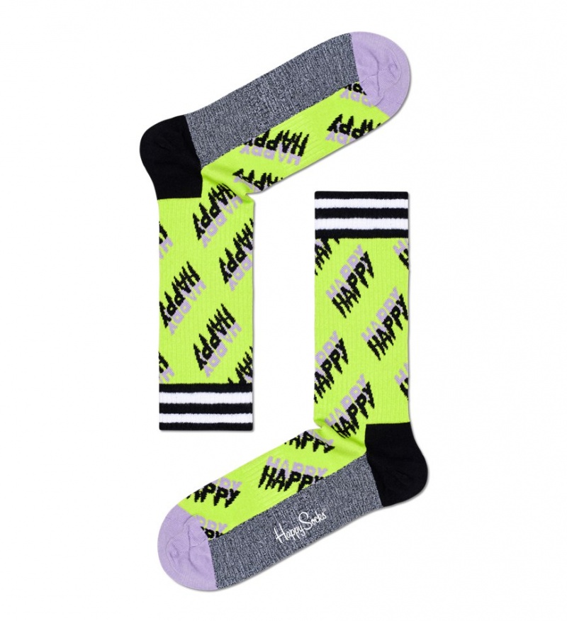 Happy Socks Happy Logo Thin Crew Socken Unisex Hellgrün | Schweiz 51309XOEY