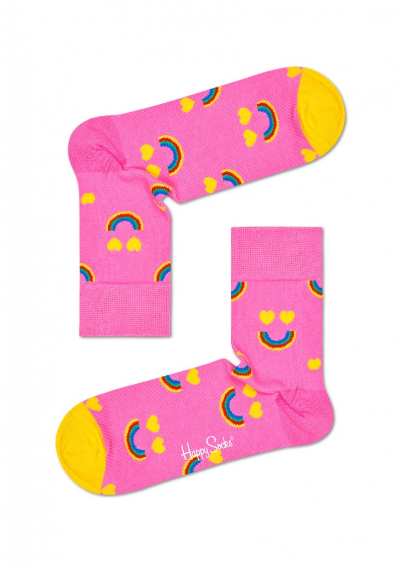 Happy Socks Happy Rainbow 1/2 Crew Socken Unisex Rosa | Schweiz 35192JSGX