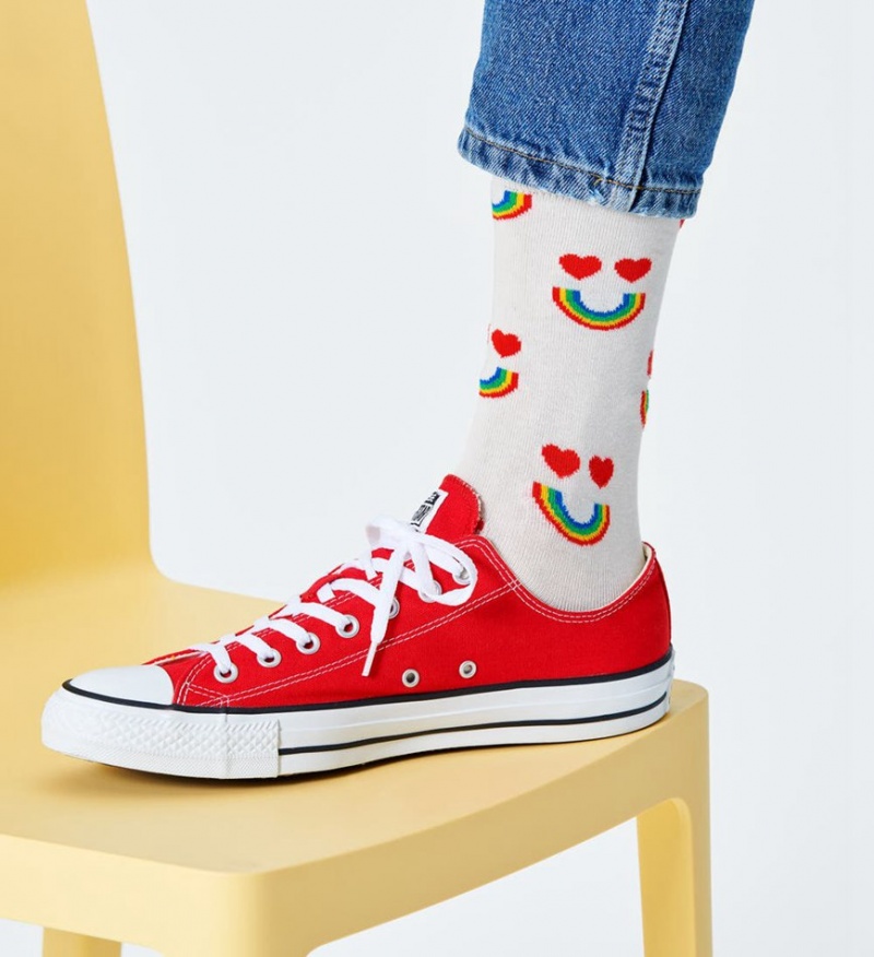 Happy Socks Happy Rainbow Socken Unisex Weiß | Schweiz 39642BSIZ