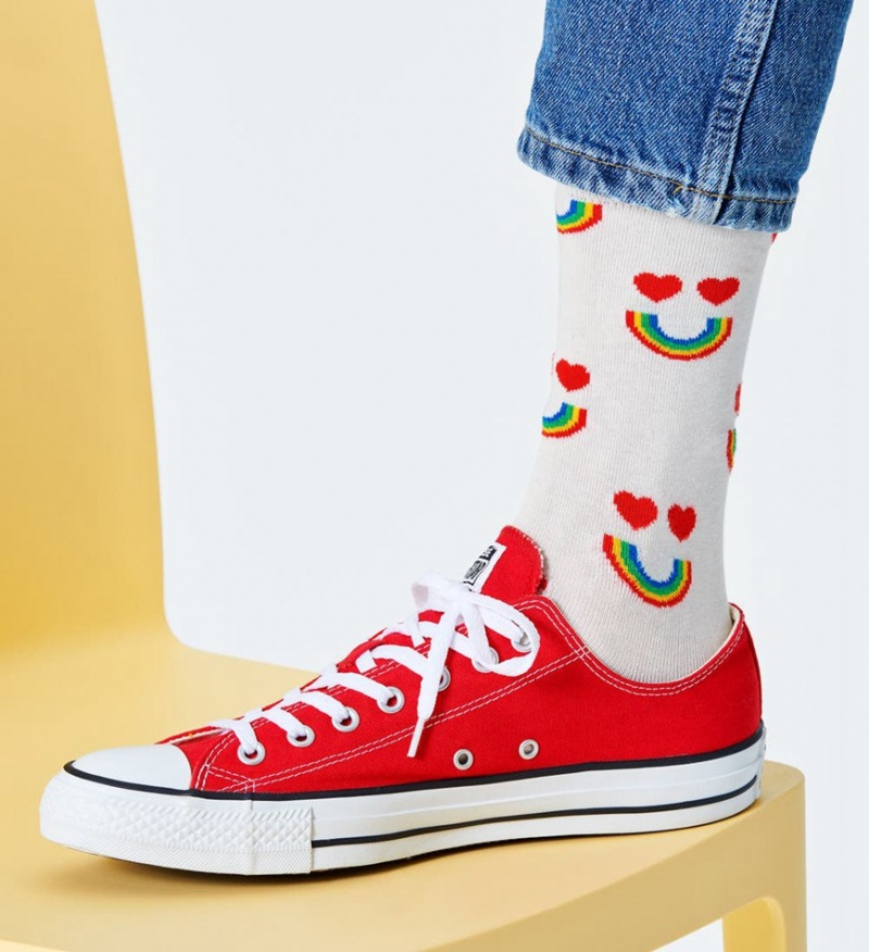 Happy Socks Happy Rainbow Socken Unisex Weiß | Schweiz 39642BSIZ