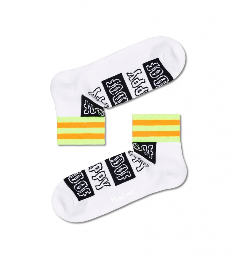 Happy Socks Happy Stripe 1/4 Crew Socken Unisex Weiß | Schweiz 18576SFRT