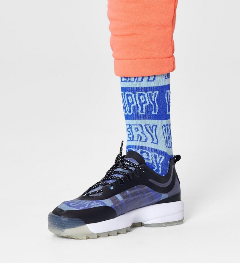 Happy Socks Happy Stripe Crew Socken Unisex Blau | Schweiz 46703QIKD