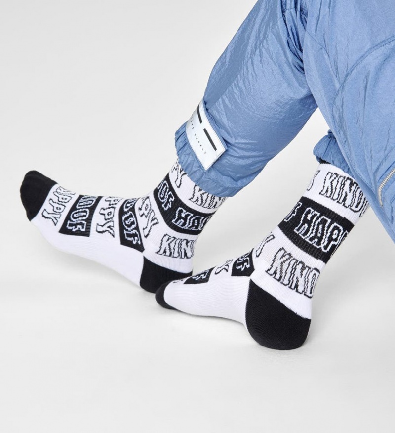 Happy Socks Happy Stripe Crew Socken Unisex Weiß | Schweiz 56213ZQSE