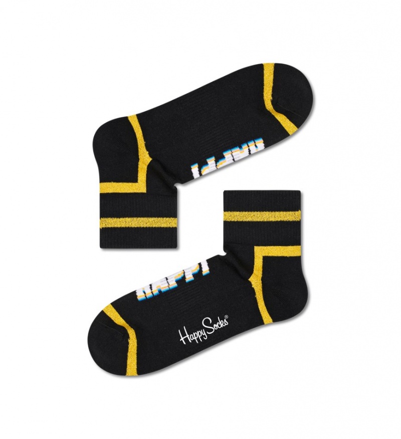 Happy Socks Happy Text 1/4 Crew Socken Unisex Schwarz | Schweiz 10698HPOX