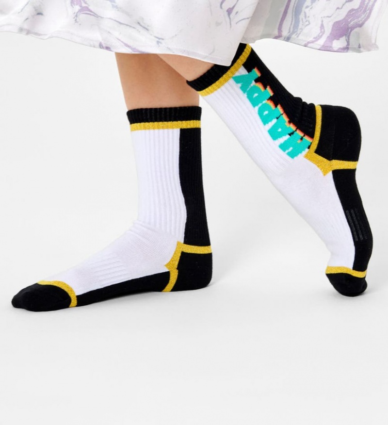 Happy Socks Happy Text 3/4 Crew Socken Unisex Schwarz | Schweiz 42086KZON