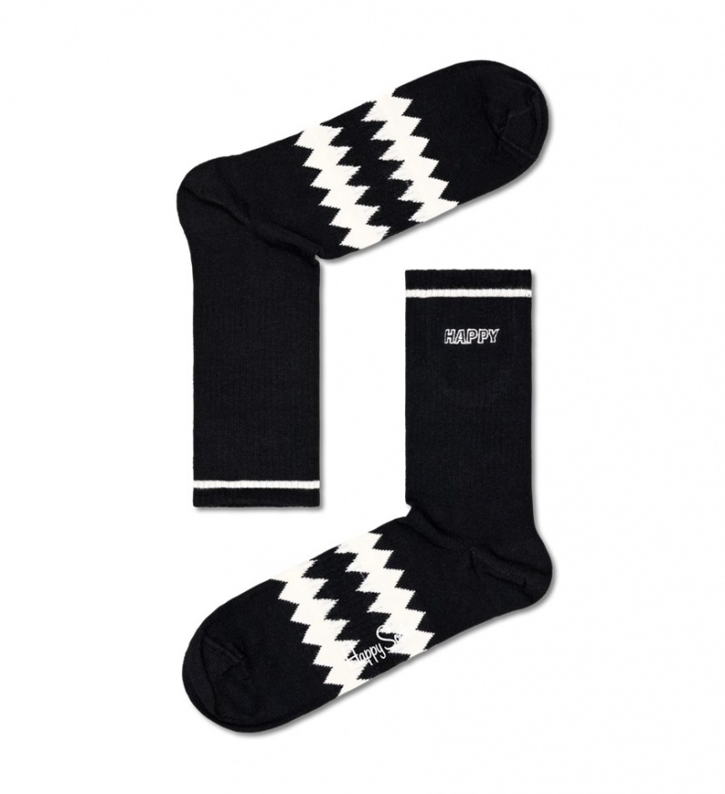 Happy Socks Happy Zig Zag 3/4 Crew Socken Unisex Schwarz | Schweiz 36701LAKH