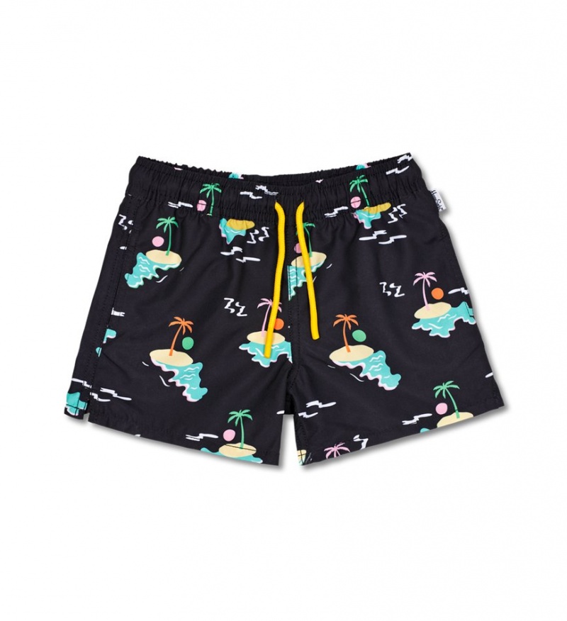 Happy Socks Island In The Sun Badehose Kinder Schwarz | Schweiz 62430DTYF