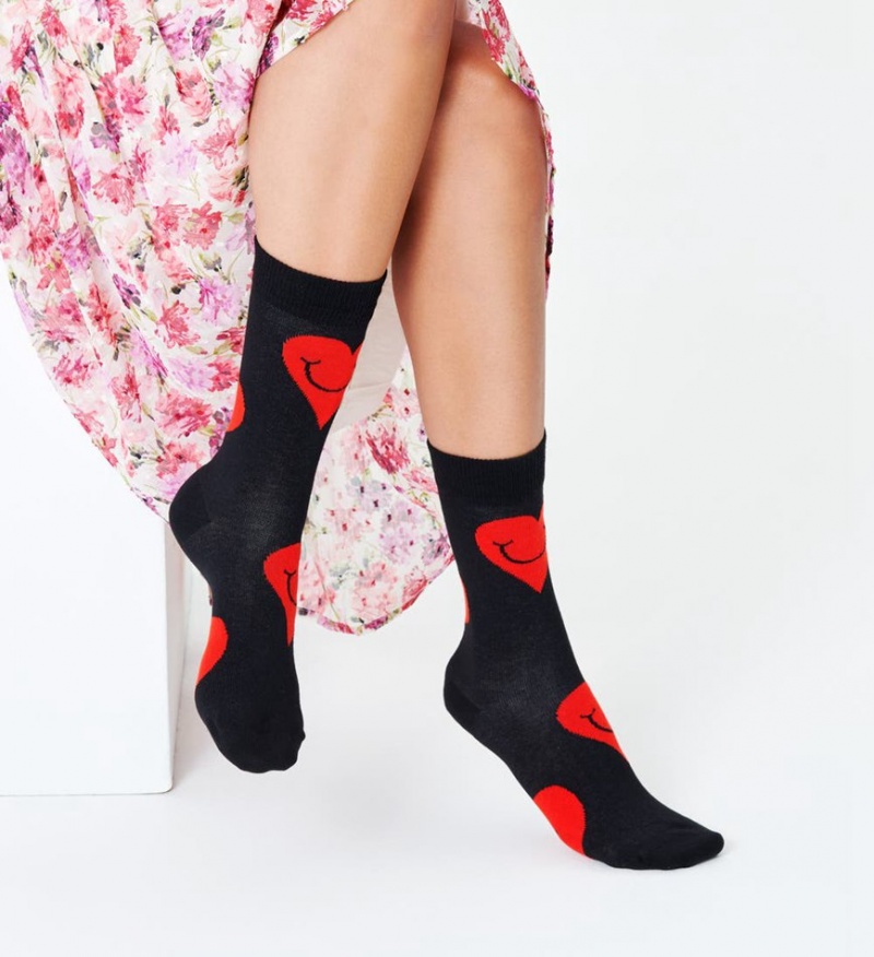 Happy Socks Jumbo Smiling Heart Socken Unisex Schwarz | Schweiz 92860TSWB