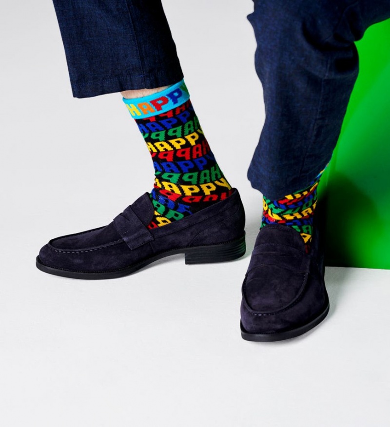 Happy Socks Jumbo Text Socken Unisex Schwarz | Schweiz 68947GSEB