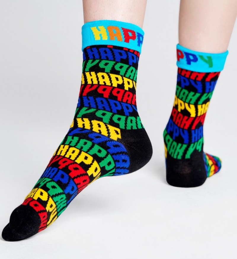 Happy Socks Jumbo Text Socken Unisex Schwarz | Schweiz 68947GSEB