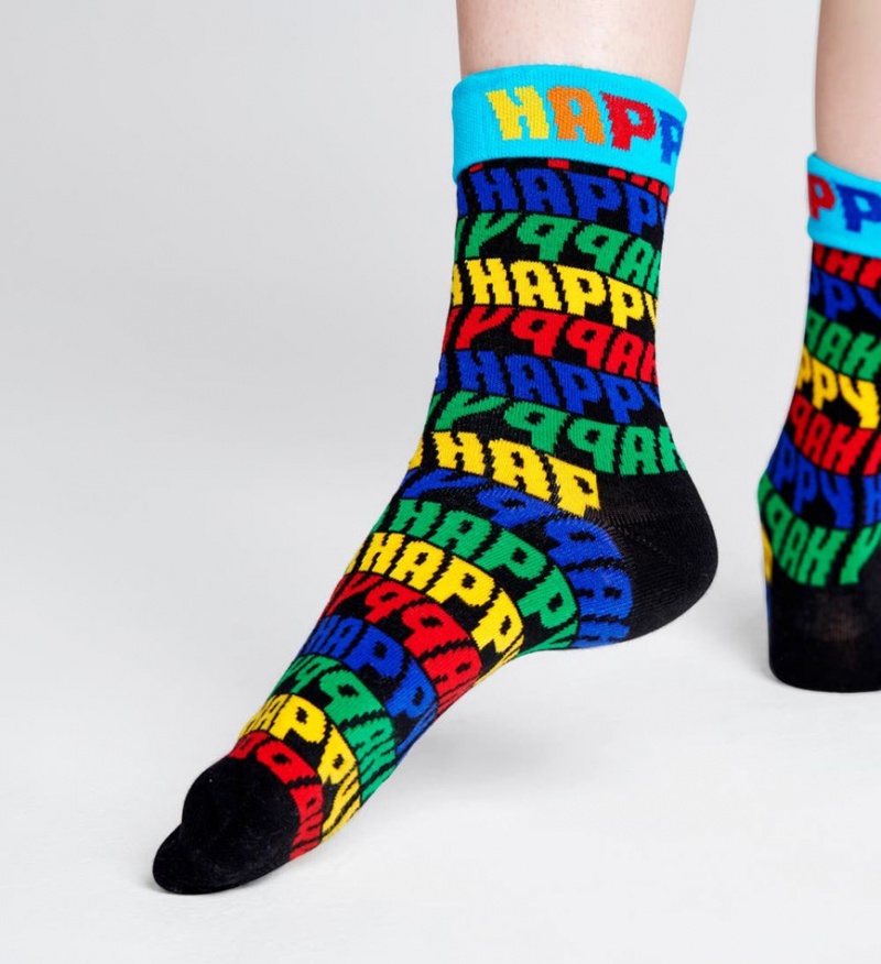 Happy Socks Jumbo Text Socken Unisex Schwarz | Schweiz 68947GSEB