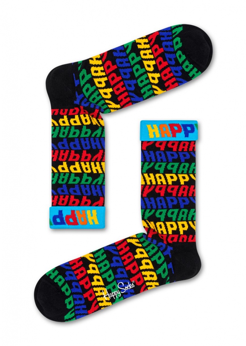 Happy Socks Jumbo Text Socken Unisex Schwarz | Schweiz 68947GSEB