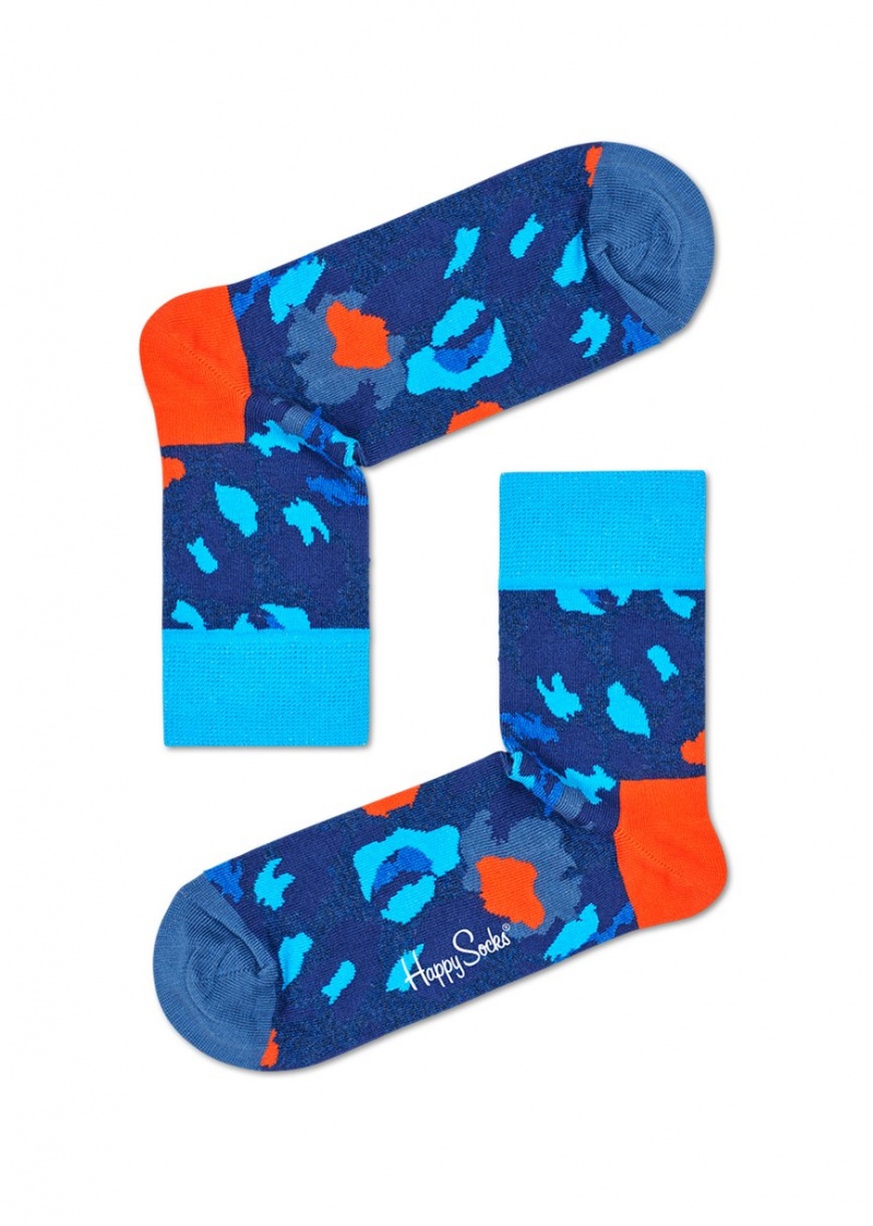 Happy Socks Leopard Half Crew Socken Unisex Blau Leopard | Schweiz 54102QRMH